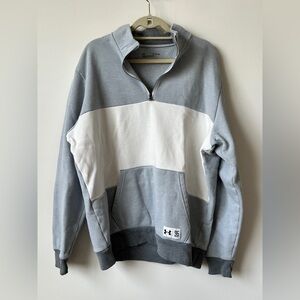 Under Armour Men’s Quarter Zip Pullover Sweatshirt Gray White XL Loose Fit UA 96